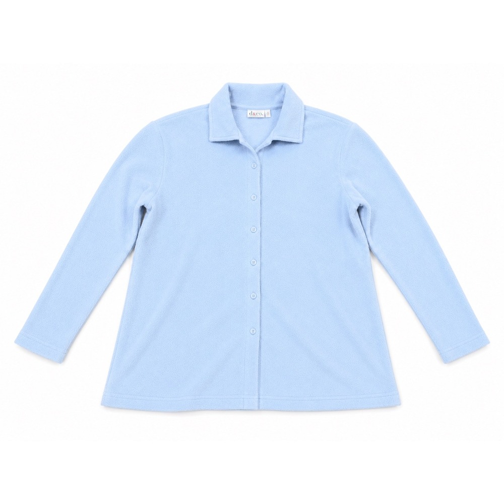 Denim & Co Mens 1X Light Blue Fleece Button Up Long Sleeve Shirt Jacket